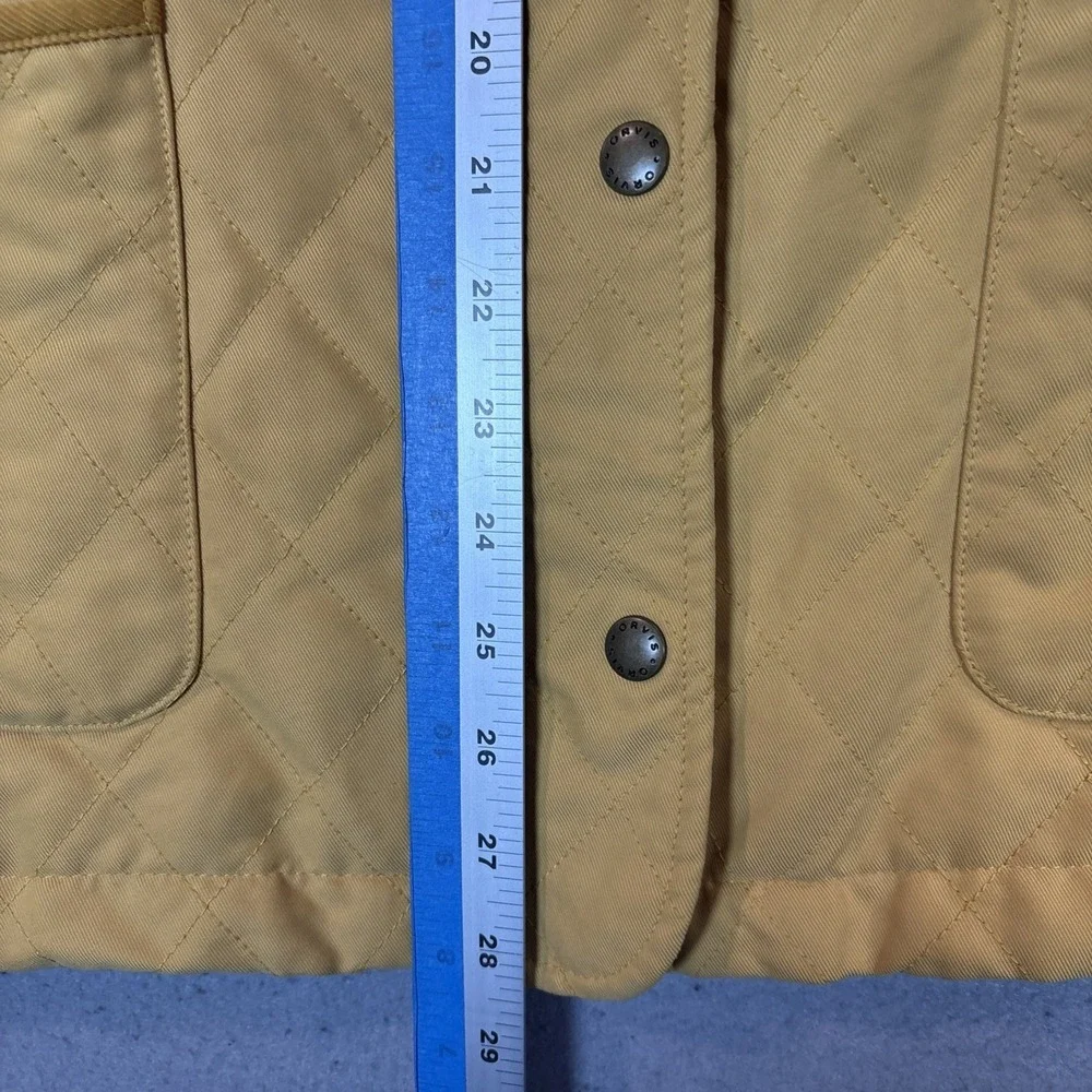 Orvis Jacket Womens XLarge Tan Quilted Snap‎ Front Cotton Lined Casual Insulated